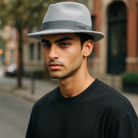 Vintage Y2K Brooklyn Hat Co Felt Fedora Cap Small Medium 100% Wool New York Gray - Picture 1 of 12